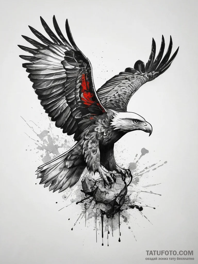 Eagle, tattoo drawing outline, black and whit... - эскиз тату (№1753875350_0, 30.07.2025 11:35) — Tatufoto.com
