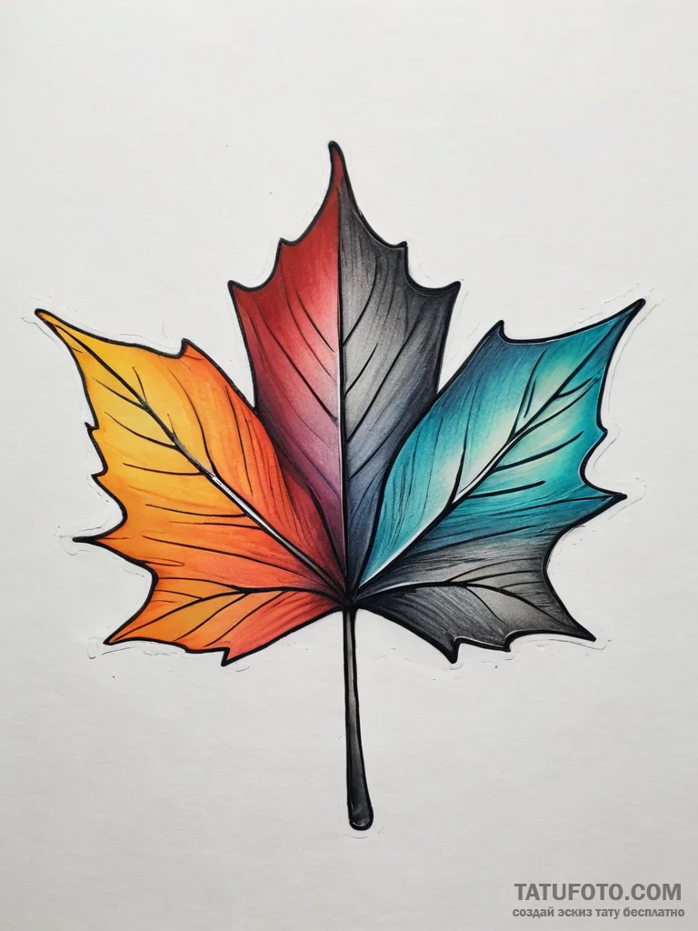 Maple, concept art for tattoo, on a clean whi... - эскиз тату (№1753878094_0, 30.07.2025 12:21) — Tatufoto.com