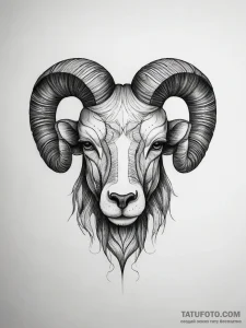 Tattoo sketch an aries ram's horn subtly curv... - эскиз тату (№1753879280_0, 30.07.2025 12:41) — Tatufoto.com