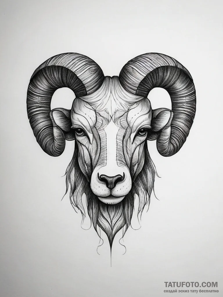 Tattoo sketch an aries ram's horn subtly curv... - эскиз тату (№1753879280_0, 30.07.2025 12:41) — Tatufoto.com