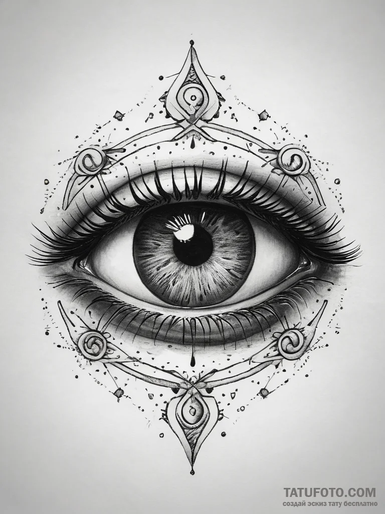 Tattoo sketch a zodiac animal's eye, with the... - эскиз тату (№1753881470_0, 30.07.2025 13:17) — Tatufoto.com