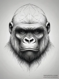 A silverback gorilla looking thoughtfully int... - эскиз тату (№1753884607_0, 30.07.2025 14:10) — Tatufoto.com
