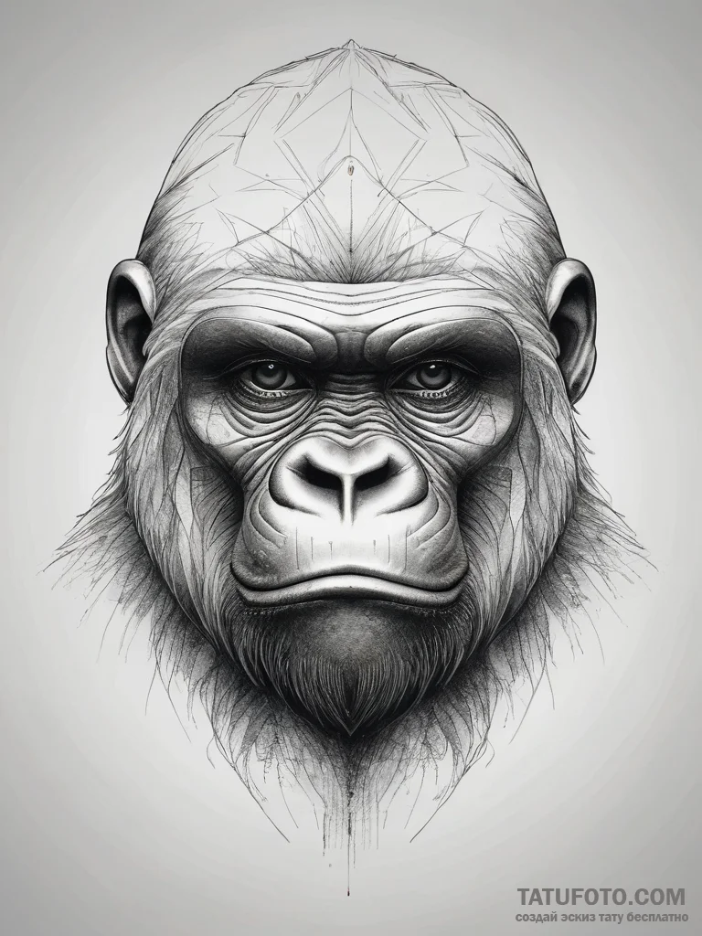 A silverback gorilla looking thoughtfully int... - эскиз тату (№1753884607_0, 30.07.2025 14:10) — Tatufoto.com