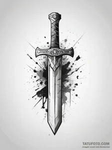 Tattoo sketch a pixelated sword or axe emergi... - эскиз тату (№1753885216_0, 30.07.2025 14:20) — Tatufoto.com