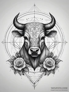 Tattoo design a taurus bull becoming a series... - эскиз тату (№1753886789_0, 30.07.2025 14:46) — Tatufoto.com