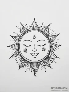 Tattoo sketch a simple, happy sun or moon wit... - эскиз тату (№1753887567_0, 30.07.2025 14:59) — Tatufoto.com