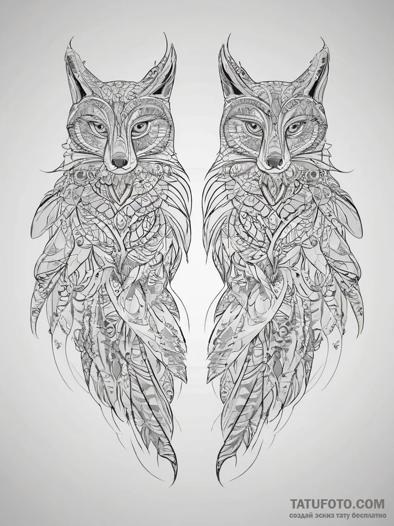 Tattoo sketch a stylized 'spirit animal' for... - эскиз тату (№1753889125_0, 30.07.2025 15:25) — Tatufoto.com