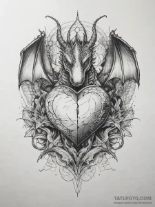 Tattoo sketch a heart container with a dragon... - эскиз тату (№1753889517_0, 30.07.2025 15:31) — Tatufoto.com