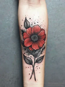 Tattoo design a single, blooming flower in a... - эскиз тату (№1753889910_0, 30.07.2025 15:38) — Tatufoto.com
