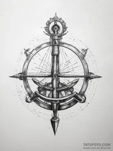 Sextant, tattoo line art, on a clean white pa... - эскиз тату (№1753890884_0, 30.07.2025 15:54) — Tatufoto.com