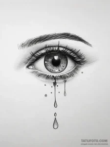A single eye shedding a tear that becomes an... - эскиз тату (№1753891080_0, 30.07.2025 15:58) — Tatufoto.com