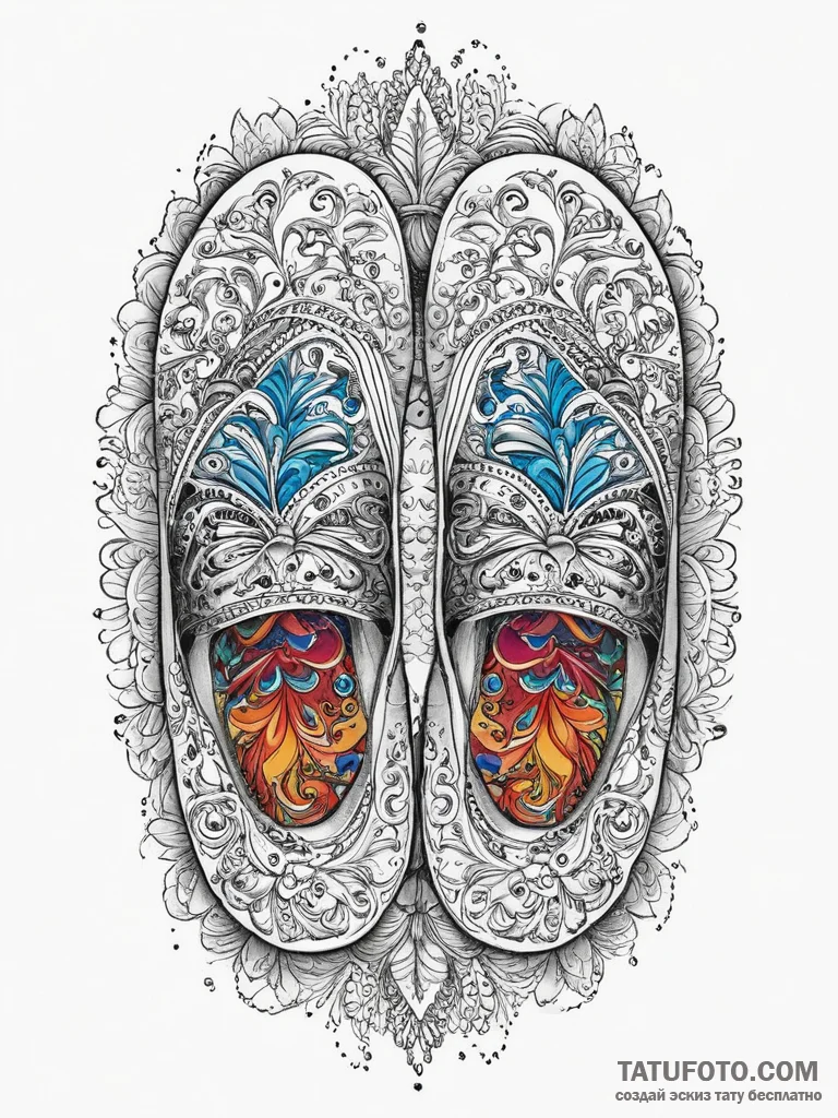 Tattoo design a pair of matching slippers or... - эскиз тату (№1753891874_0, 30.07.2025 16:11) — Tatufoto.com