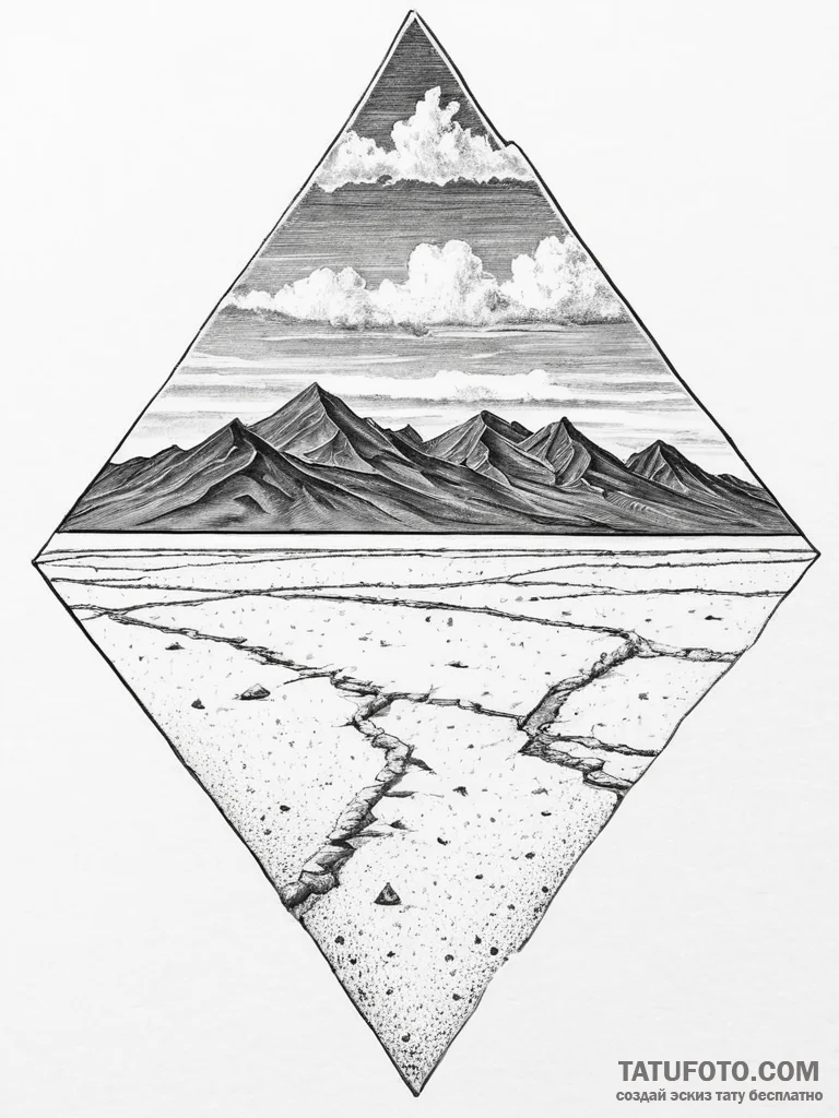 A shot of the salt flats in bolivia, creating... - эскиз тату (№1753892472_0, 30.07.2025 16:21) — Tatufoto.com