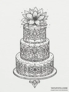 A close-up of the intricate icing on a weddin... - эскиз тату (№1753892670_0, 30.07.2025 16:24) — Tatufoto.com
