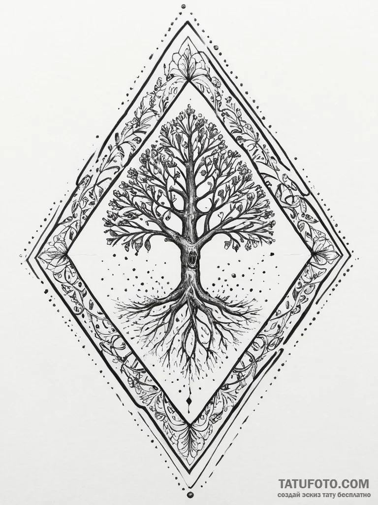 Tattoo design: a "seeded field" rhombus integ... - эскиз тату (№1753893266_0, 30.07.2025 16:34) — Tatufoto.com
