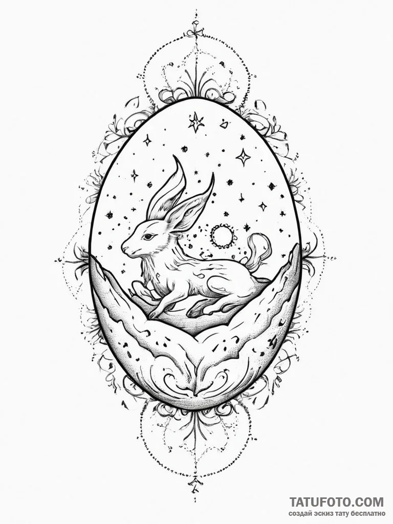 Tattoo sketch a zodiac animal emerging from a... - эскиз тату (№1753893865_0, 30.07.2025 16:44) — Tatufoto.com