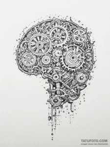 Tattoo sketch a brain with gears and circuits... - эскиз тату (№1753894260_0, 30.07.2025 16:51) — Tatufoto.com