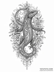 Lizard, tattoo drawing outline, rough sketchy... - эскиз тату (№1753894459_0, 30.07.2025 16:54) — Tatufoto.com