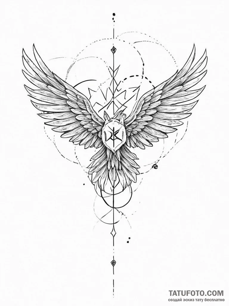 93. tattoo sketch: "vetar" rune subtly integr... - эскиз тату (№1753895055_0, 30.07.2025 17:04) — Tatufoto.com