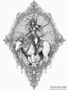 Tattoo sketch a mythical warrior riding a pow... - эскиз тату (№1753897252_0, 30.07.2025 17:40) — Tatufoto.com