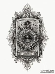 Vintage camera, ink illustration for tattoo,... - эскиз тату (№1753897447_0, 30.07.2025 17:44) — Tatufoto.com