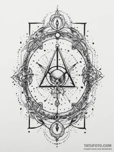 Grimoire (spellbook) with arcane symbols, tat... - эскиз тату (№1753897650_0, 30.07.2025 17:47) — Tatufoto.com