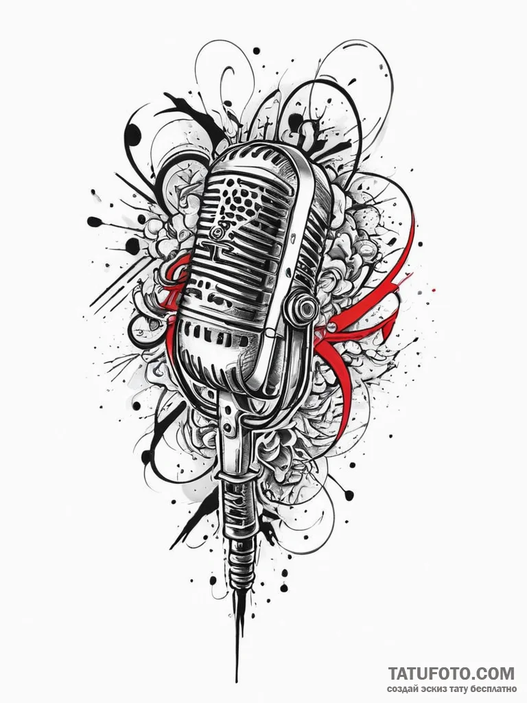 Tattoo sketch a desktop microphone with a pop... - эскиз тату (№1753898444_0, 30.07.2025 18:00) — Tatufoto.com