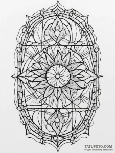 A shot of a stained-glass window with sunligh... - эскиз тату (№1753899231_0, 30.07.2025 18:13) — Tatufoto.com