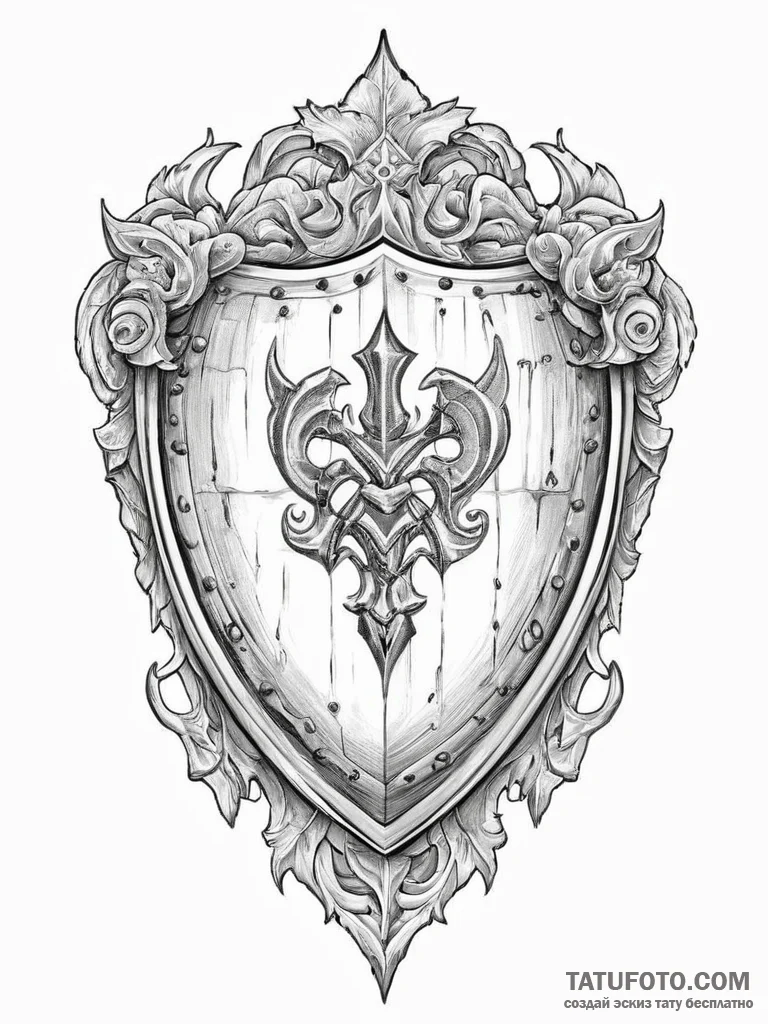 Tattoo design a weathered medieval shield bea... - эскиз тату (№1753901213_0, 30.07.2025 18:46) — Tatufoto.com