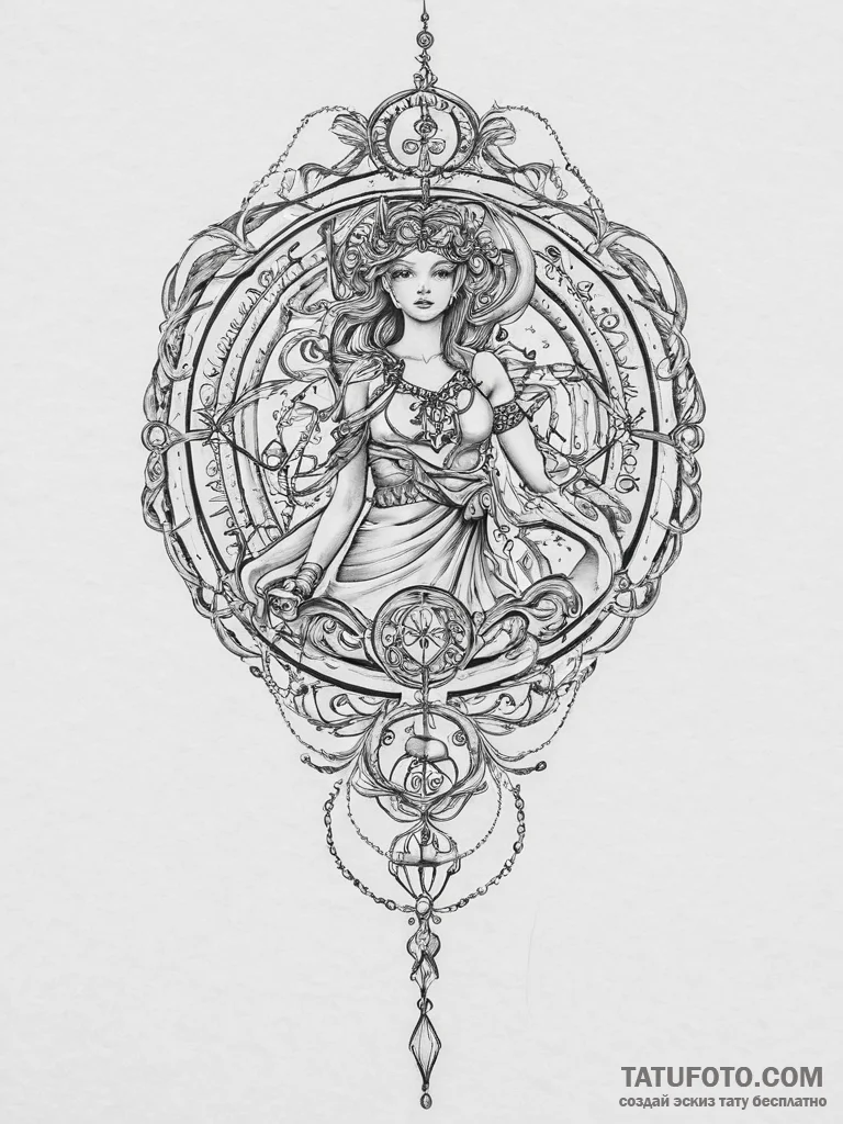 Tattoo sketch a subtle hint of the zodiac ele... - эскиз тату (№1753901406_0, 30.07.2025 18:50) — Tatufoto.com