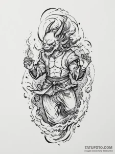 A street performer juggling flaming torches a... - эскиз тату (№1753902395_0, 30.07.2025 19:06) — Tatufoto.com