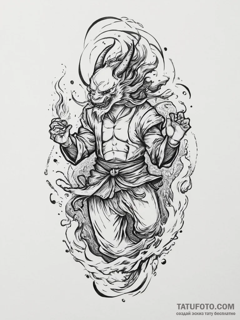 A street performer juggling flaming torches a... - эскиз тату (№1753902395_0, 30.07.2025 19:06) — Tatufoto.com