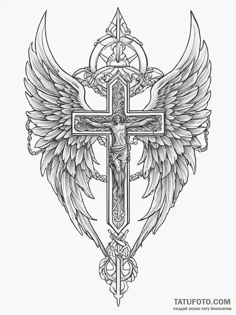 Tattoo sketch a pair of wings representing gu... - эскиз тату (№1753903579_0, 30.07.2025 19:26) — Tatufoto.com