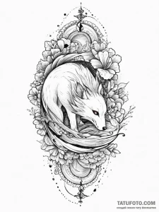 Tattoo sketch a flowing fox silhouette, grace... - эскиз тату (№1753904368_0, 30.07.2025 19:39) — Tatufoto.com