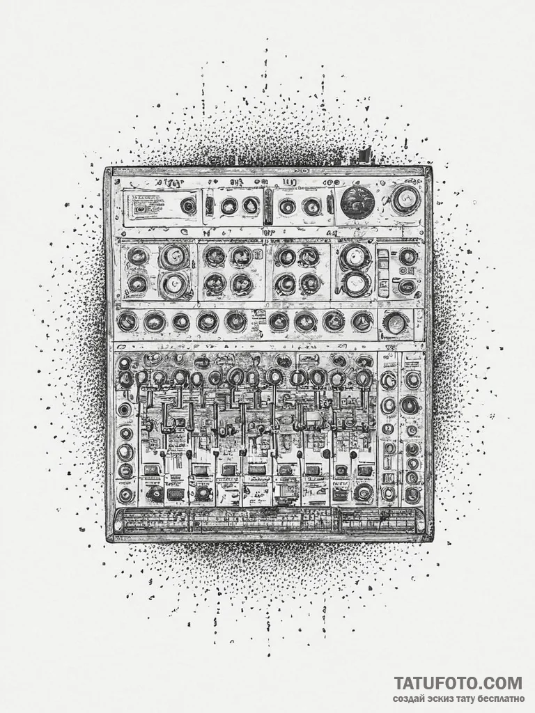 The organized chaos of a sound engineer's mix... - эскиз тату (№1753905146_0, 30.07.2025 19:52) — Tatufoto.com