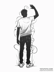 Tattoo sketch a person's silhouette standing... - эскиз тату (№1753905343_0, 30.07.2025 19:55) — Tatufoto.com