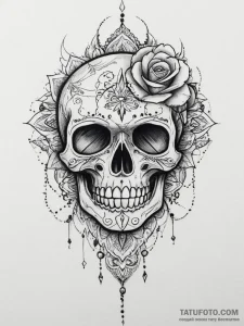 Tattoo sketch a powerful tribal mask with a f... - эскиз тату (№1753908696_0, 30.07.2025 20:51) — Tatufoto.com