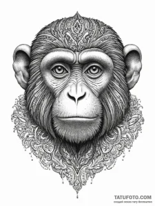 Monkey, artistic tattoo sketch, dotwork shadi... - эскиз тату (№1753910088_0, 30.07.2025 21:14) — Tatufoto.com