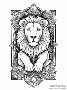 Tattoo sketch a leo lion with the "strength"... - эскиз тату (№1753910875_0, 30.07.2025 21:27) — Tatufoto.com