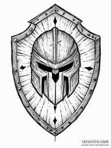 Tattoo sketch a spartan shield with subtle cr... - эскиз тату (№1753911465_0, 30.07.2025 21:37) — Tatufoto.com
