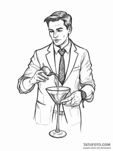 A close-up of a bartender pouring a craft coc... - эскиз тату (№1753911866_0, 30.07.2025 21:44) — Tatufoto.com