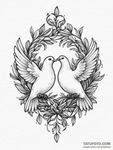 Tattoo sketch a pair of doves with intertwine... - эскиз тату (№1753912864_0, 30.07.2025 22:01) — Tatufoto.com