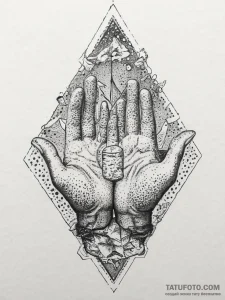 A person doing pottery, hands covered in wet... - эскиз тату (№1753913453_0, 30.07.2025 22:10) — Tatufoto.com