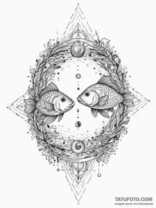 Tattoo design pisces fish as ancient spiritua... - эскиз тату (№1753915436_0, 30.07.2025 22:43) — Tatufoto.com