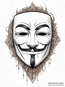 V for vendetta mask, tattoo line art, detaile... - эскиз тату (№1753916226_0, 30.07.2025 22:57) — Tatufoto.com