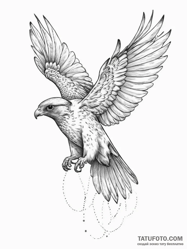 Tattoo sketch a swift falcon or hawk, for pre... - эскиз тату (№1753916819_0, 30.07.2025 23:06) — Tatufoto.com
