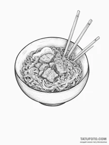 Tattoo design 'ramen bowl' on one, 'chopstick... - эскиз тату (№1753919225_0, 30.07.2025 23:47) — Tatufoto.com