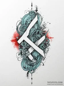 60. tattoo sketch: watercolor "mir" rune, ble... - эскиз тату (№1753919621_0, 30.07.2025 23:53) — Tatufoto.com
