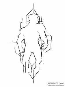 Tattoo sketch a retro gaming character's silh... - эскиз тату (№1753921403_0, 31.07.2025 00:23) — Tatufoto.com