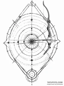 A person practicing archery, aiming at a targ... - эскиз тату (№1753921991_0, 31.07.2025 00:33) — Tatufoto.com